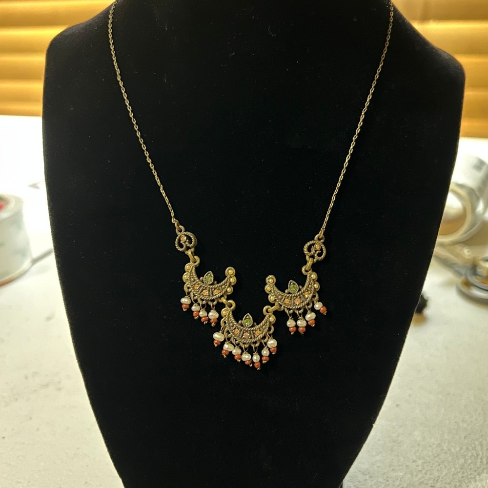 Vintage 1980s Roxanne Assoulin Signed Statement Bib Necklace freshwater pearlsโ